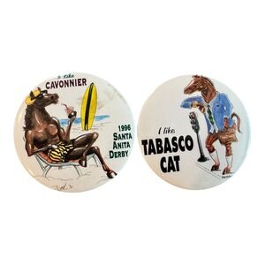 Vintage 1996 Santa Anita Derby Horse Racing Pins Cavonnier‎ Tabasco Cat